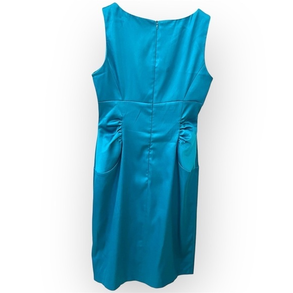 London Times Teal green satin cocktail dress, knee length, bodycon, size 8 - Picture 8 of 16